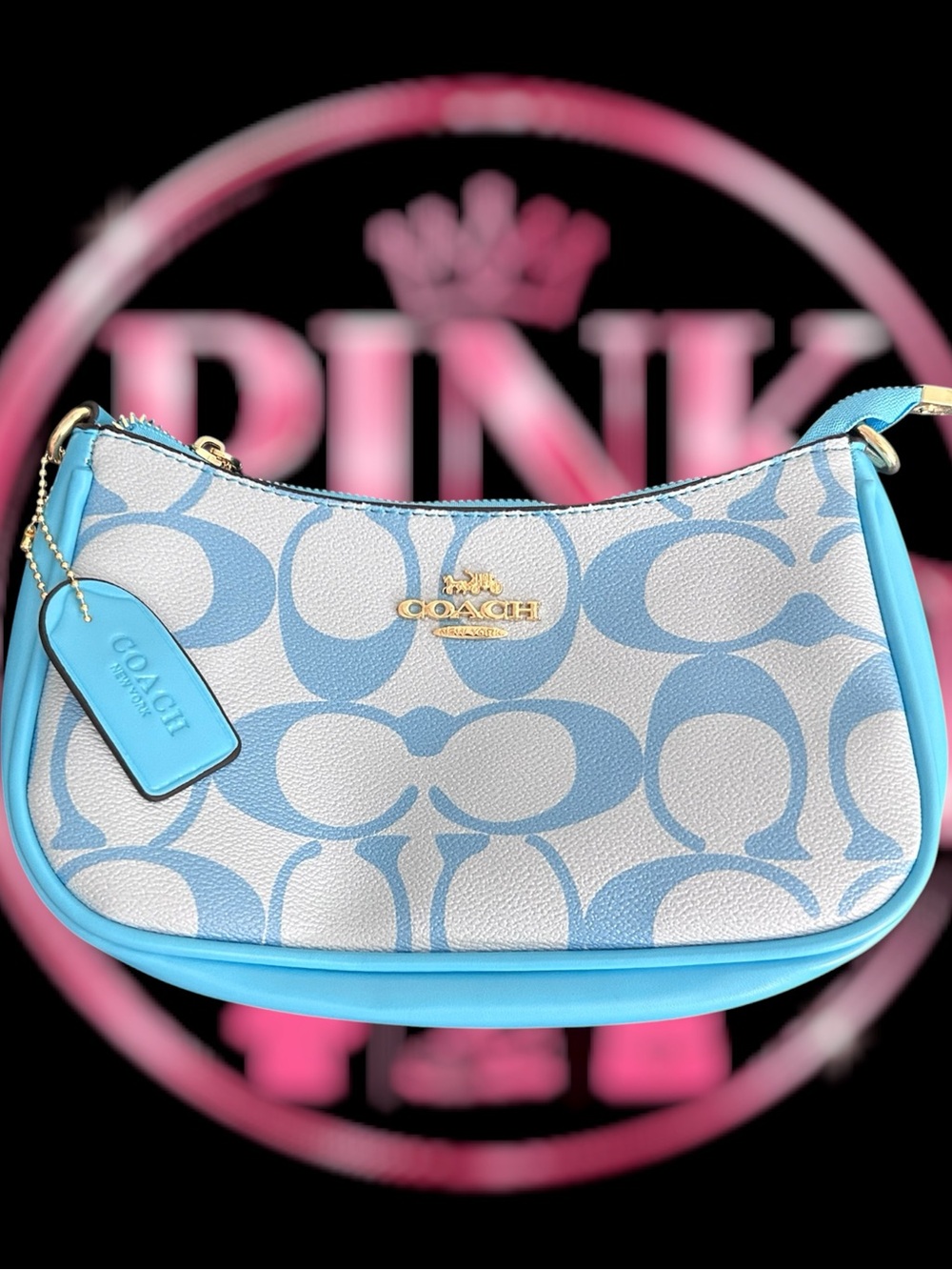 Coach Light Blue Signature Canvas Crossbody